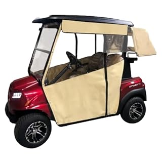 Golf Cart Cover – Fits Club Car Onward, DoorWorks fits Golf Bags, Utility Boxes, Rear Facing Seats Precedent and Acrylic Dyed SDA Canvas Golf Cart Enclosures Wheat