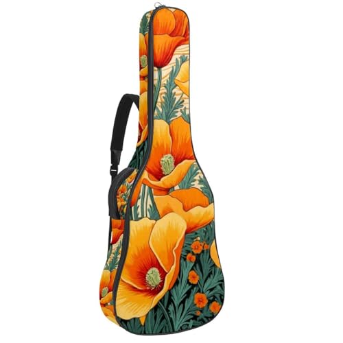 Housse de guitare acoustique imperméable de 109 cm avec poches et motif floral