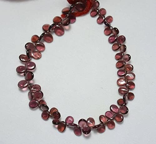 Perles de grenat 6x4mm en poire lisse pour réparer un collier ancien ou réussir un enfilage précis