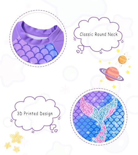 Image of Vogseek 4-10T Girls Rashguard 2 Pieces Long Sleeve Swimsuit Swimwear with Shorts