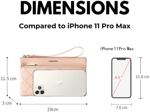 Ms Charmer Wrist Coin Purse with Zipper for Women Clutch Party Evening Bag for Phone, Money & Cosmetics, bonus RFID blocking sleeve