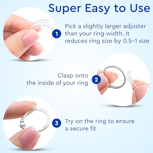 5 STARS UNITED Ring Sizer Adjuster for Loose Rings - 8 Pack Easy-Clip Guards, Fits Flat Bands Up to 8mm, Spacers & Tighteners, Reduces Size by 0.5-1, Invisible Design for Women & Men