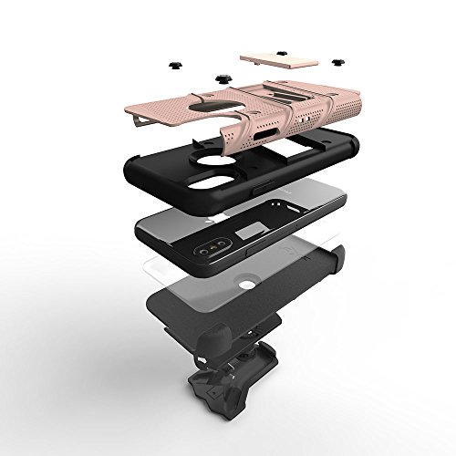 Zizo Bolt Series Compatible With Iphone X Case Military Grade Drop Tested With Screen Protector, Kickstand And Holster Iphone Xs Rose Gold Black #TOP2
