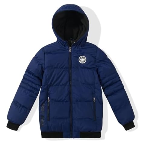 JOYSON Kid Boys Lightweight Puffer Jacket Fashion Casual Water Resistant Padded Coat Windproof Winter School Hooded Jacket Dark Blue 8-9 Years Cover
