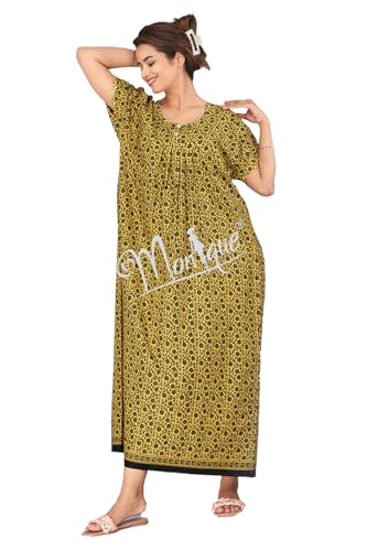 Image of Monique Brand 100% Pure Cotton Nighty for Woman | Floral Gown for Women Night Wear | Cotton Nighty for Women Stylish | Maxi for Women Cotton