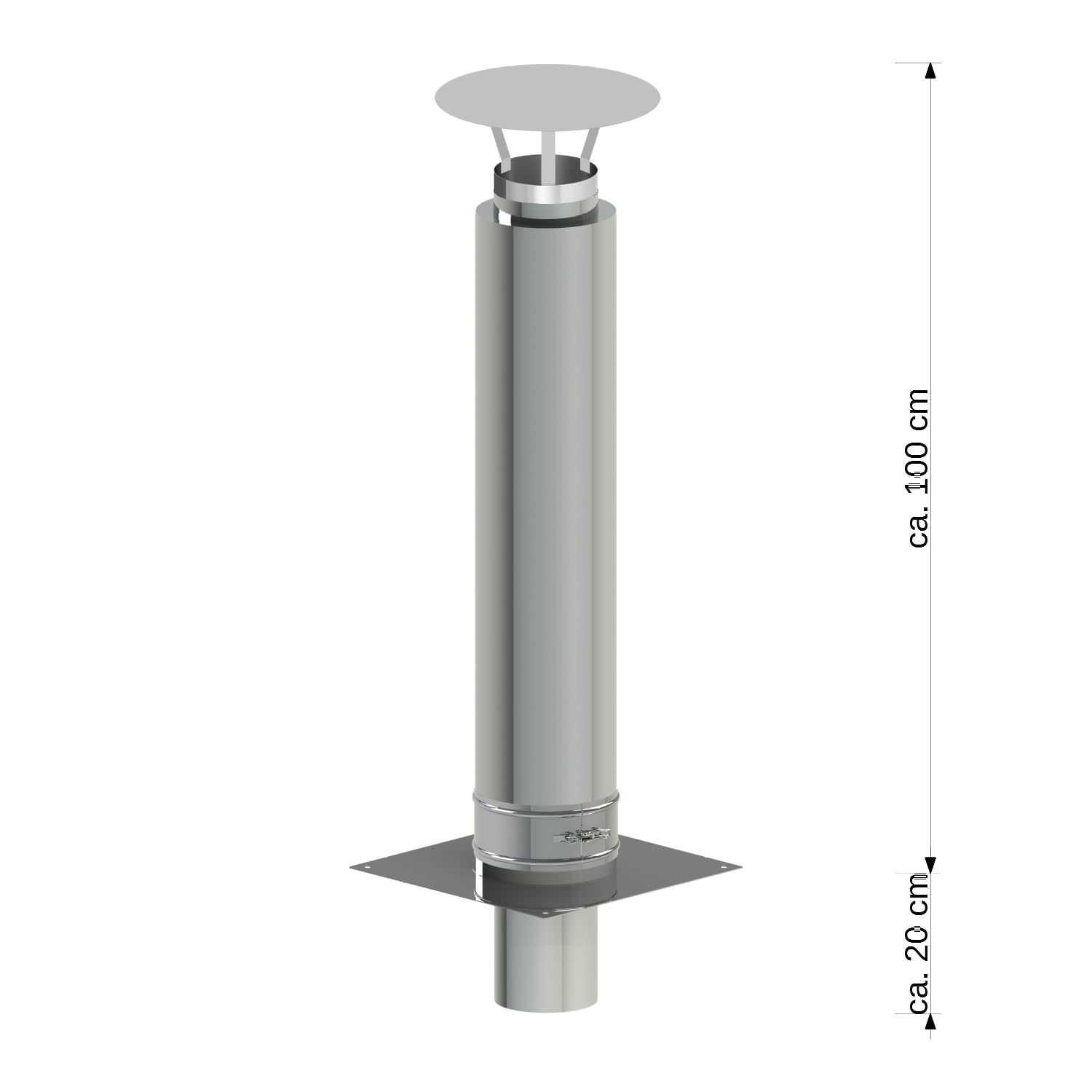 Kamin-Verlängerung 180mm 1m Länge NewLine Erhöhung Schornstein-Aufsatz Edelstahl 25mm Isolierung 0,5mm Materialstärke Erweiterung für gemauerten Schornstein Zugverbesserung