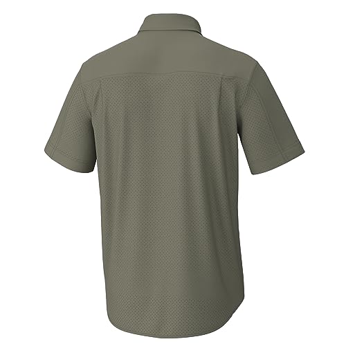 Image of HUK Men's Tide Point Kc Scott Original Artwork Short Sleeve Shirt, Fishing Button Down