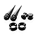 Tagaremuser 50 stück Dehnstäbe Tunnel Set Ohr Expander Plug 1.6-10mm Leuchten im Dunkeln mit Flesh Silikon Ohr Tunnel Piercing Set (Schwarz)