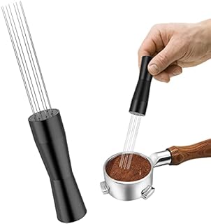 Upgraded Coffee Powder Stirrer, WDT Distributor Tool Espresso Stirrer, 304 Stainless Steel Coffee Grounds Needle No Sharp 8 Prong Coffee Stirring Tamper with Velvet Bag for Coffee Manual Dispensing