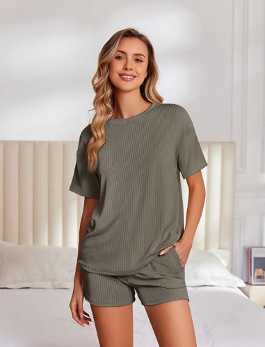 Image of Ekouaer 2 Piece Sets for Women Matching Lounge Sets Summer Outfits