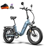 Fafrees FF20 Polar E-Bike Klapprad 20 * 4.0 Zoll, ebike Herren Doppelbatterien 24Ah/26.8Ah, Fatbike Damen Reichweite 150km/170km, E-Fahrrad Fahrradlast 150KG (24Ah Hydro-Bremse, Blau)