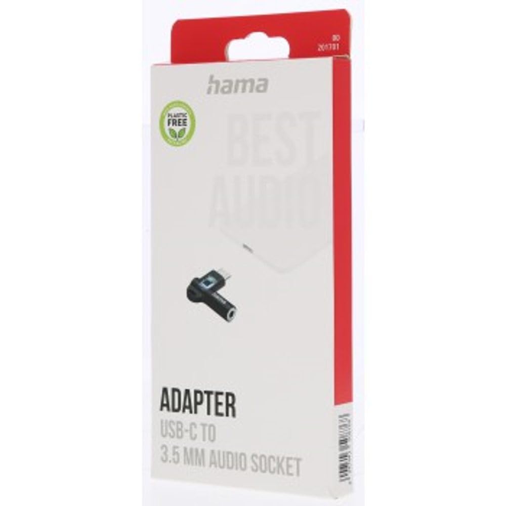 Hama Adapter aux USB-C - gniazdo żeńskie 3,5 mm, wtyczka kątowa 90°, czarna