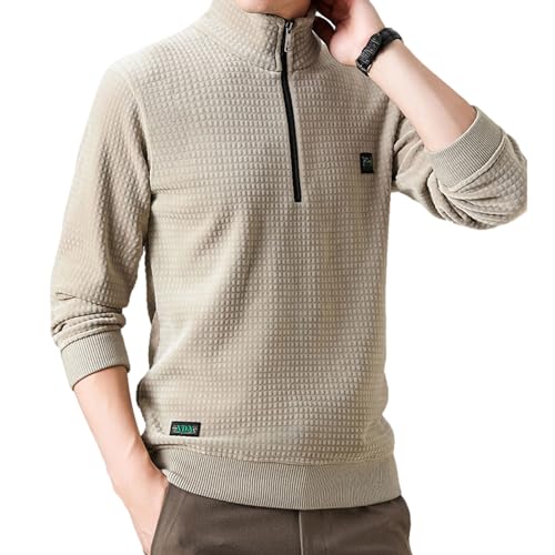 Pull zippé pour hommes en alpaga chaud et doux couleur unie - 2