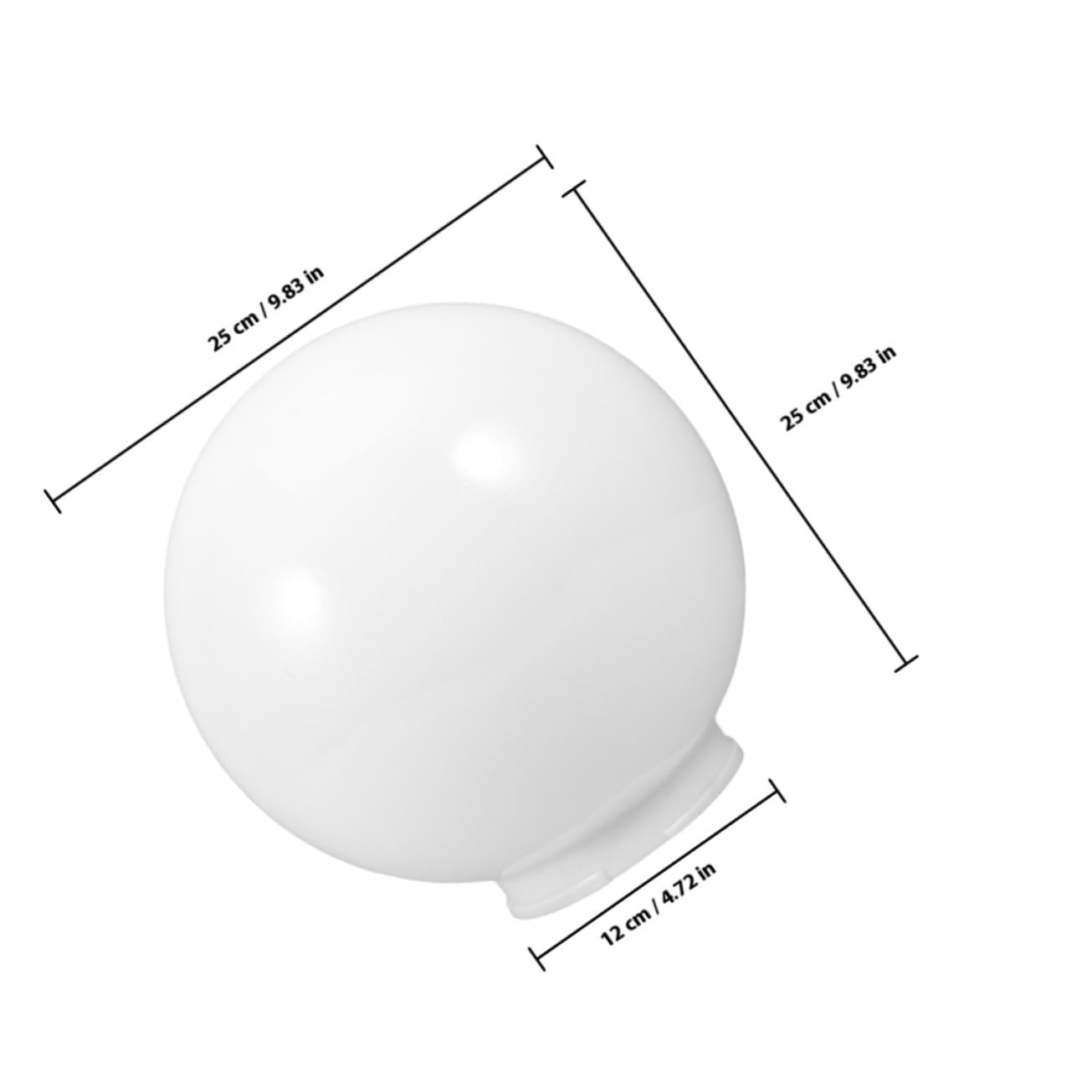 Abat-jour Boule Acrylique 250 Mm Remplaçant Globe Luminaire Extérieur Résistant Intempéries Éclairage Uniforme Jardin Patio