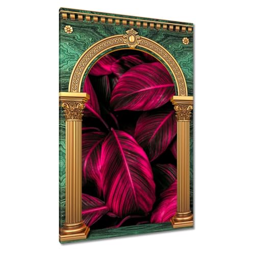Peinture imprimée sur toile pour décorer un grand mur vide feuilles roses