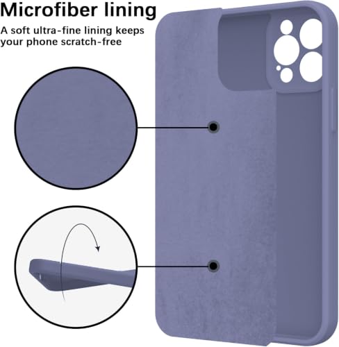 Image of DIZORO Square Microfiber Candy Case Compatible for iPhone 13 Pro Max Shockproof Slim Back Cover Liquid Silicone Case - Lavender Grey