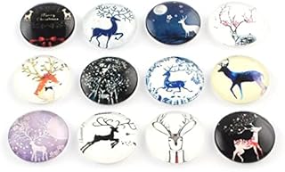 10 pcs Assortment of Circle Christmas Glass Round Dome Seals Tiles Cabochons - 12mm - Set 4