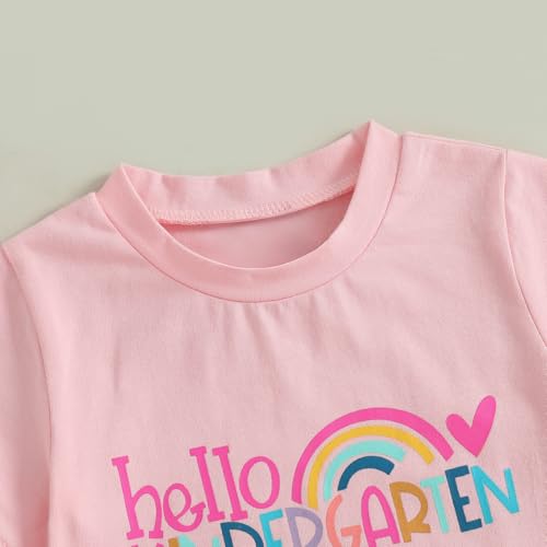 Hello Kindergarten Shirt for Kids First Day of School Boys Girls Rainbow T-Shirt Toddler Back to School Tee4