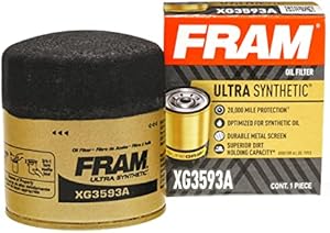 FRAM Ultra Synthetic Automotive Replacement Oil Filter, Designed for Synthetic Oil Changes Lasting up to 20k Miles, XG3593A with SureGrip (Pack of 1)