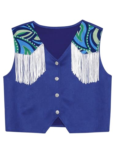 Kids Girls Vintage Cowgirl Vest Soft Faux Suede with Playful Tassel Fringe
