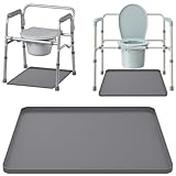 Bedside Commodes Mat, Bedside Toilet Floor Mat with Raised Edge for Floor Protector, Silicone Non-Slip Protective Mat for Under Commode Chair, Recyclable and Waterproof 23.6