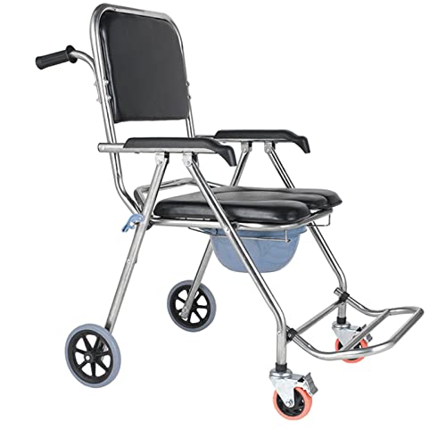 WANGXN Silla De Inodoro/WC, Silla de Habitación de Inodoro, Silla de Inodoro Plegable, Silla de Ruedas de baño con Inodoro de Transporte Cover