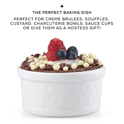 Joyjolt Small Ramekins 4 Oz Oven Safe Bowls. White Embossed Porcelain Ceramic Ramekin Set Of 4. Creme Brulee Ramekins, Souffle Cups, Custard Cups, Charcuterie Bowls, Sauce Cups, Gratin Ramiken #TOP3