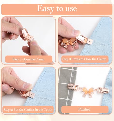 Image of Clothing Cinch Clip 3 Pack - Vintage Adjustable Waist Tightener for Dresses /Sweaters /Shawls, Decorative Bow Clips for Cardigans & Collars (Women's Fashion Accessory)