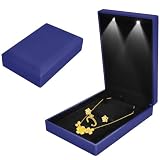 Scatola Portagioielli con Luce a LED, Scatola per Braccialetto Orecchini Anello e Collana, Scatola Regalo Di Fascia Alta In Velluto con LED, per Proposta e Matrimonio, 16 * 11 * 4.5cm, Blu