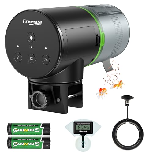 FREESEA Fish Feeder Automatic Dispenser: Aquarium Flakes Food Feeder with Timer Battery