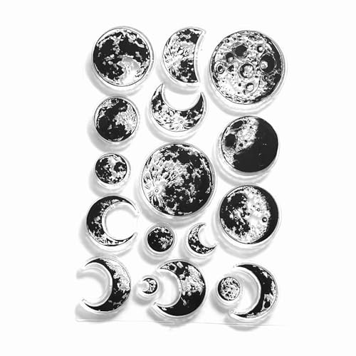 クリアスタンプ 月の満ち欠け 満月 三日月 シリコン 判子 手帳や手作りカードに [並行輸入品]