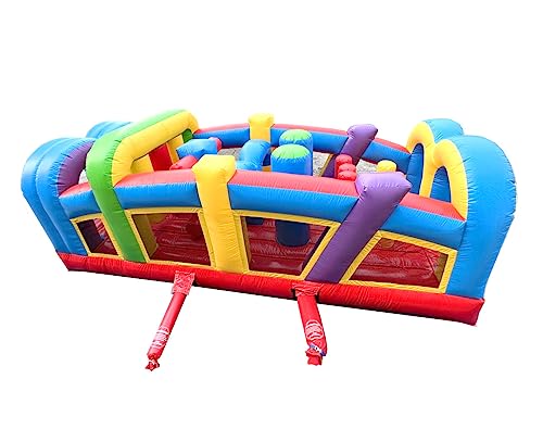 Crossover Rainbow Inflatable Obstacle Course (Without Blower) - 19.5 x 8 x 7.5 Foot - Outdoor Party Big Inflatable Obstacle Course for Kids, with Stakes & Storage Bag - Image 7