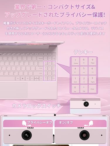 undefined 2025 14インチ テンキーパッド付きノートパソコン Win 11 pro/Office 2024 Celeron N5095 8 GB Ram(最大64GB拡張) 512GB Nvme SSD 1080P FHDディスプレイ 薄型 180°ヒンジ/Wifi/Bluetooth仕事/勉強 ピンク の商品画像 5