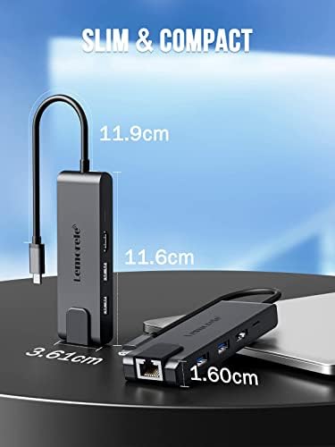 USB C Ethernet Hub-1000Mbps, Lemorele 6 in 1 USB C Dongle USB C Multiport Adapter with HDMI 4K, 2 USB 3.0, 100W PD, USB C Dock for MacBook Pro/Air M1,iPad Pro, Chromecast, Switch, PS4, Windows, mobile