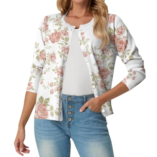 Summer Cardigans for Women Lightweight Ruched 3/4 Sleeve Open Front Cardigan Casual Cover up Shrugs for Dress