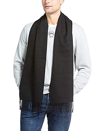 bismaadh Classic Cashmere Premium Soft & Warm Unisex Solid Muffler/Scarf For Winters (Black)-picture-8