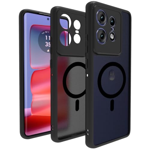 RIGGEAR Shockproof Sleek Hybrid Armor Back Cover Case Compatible with MagSafe Accessories for Motorola Moto Edge 50 Pro 5G (Smoke Black Matte PC + Black TPU Bumper) 9 41++IgCAroL