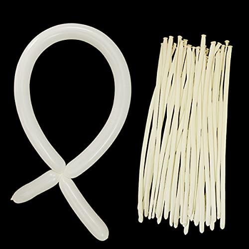Tangser Long Balloons White, 260Q Balloons, Long Skinny Balloon Cream, Twisting Balloon, Premium Magic Clown Balloon 100 Pcs for Animal, Garland, Wedding, Birthdays, Festival Decoration