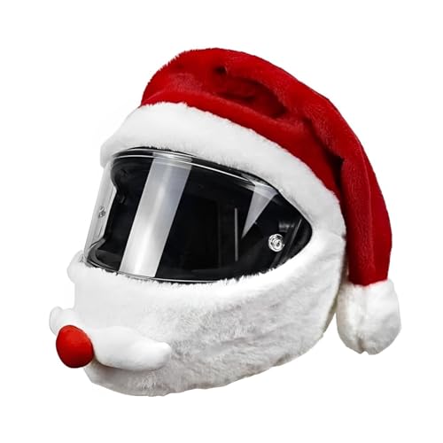 Christmas Hat Motorcycle Helmet Cover Santa Claus, Personalized Motorbike Helmet Cover Protection Cover, Funny Full Face Helmet for Motorcycle Helmets Christmas Party Decoration (Without Helmet)