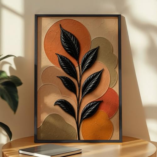 Image of NoWorries Floral Botanical Wall Painting with Frame | Premium Textured Flower & Leaf Artwork, Pastel Nature Wall Decor Framed for Living Room Bedroom Office and Home Decoration (Art-15,13x19inch)