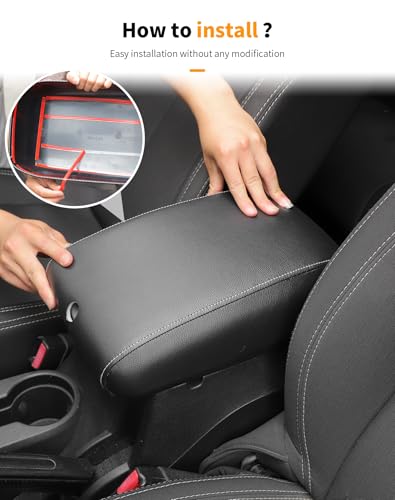 Hoolcar Armrest Pad Cover Center Console Lid Cover Fit for Jeep Wrangler JK JKU 2011-2017, Black by Hoolcar - Image 12
