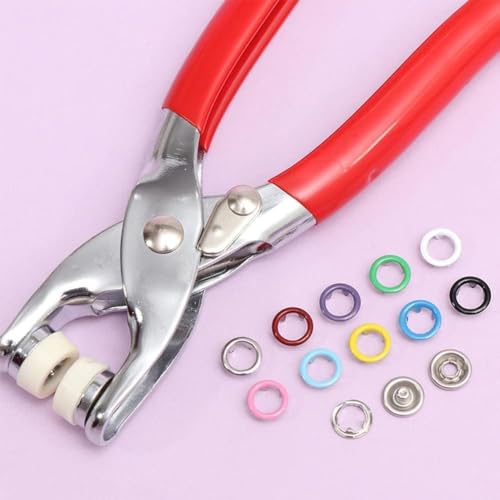 Image of AAMATY Snap Button Fastener Kit with Pliers Tool (100 Sets) - Metal Press Stud Buttons for Clothes, Leather, Bags, DIY Craft - Stainless Steel Snap Kit with Storage Box (Multicolor)