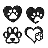 Mabor 4Pcs Dog Room Decor, Wood Paw Prints Wall Art Dog Lovers Gifts Puppy Decorations for Home Kitchen Bathroom Bedroom, Black