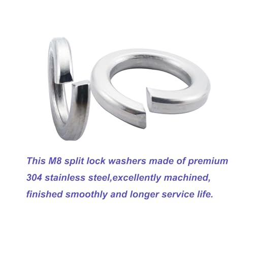 Fajoeda FSX-SC0136US-SLW1 M8 Split Lock Washer,120Pcs 304 Stainless Steel(18-8) Spring Lock Washers thumb #2