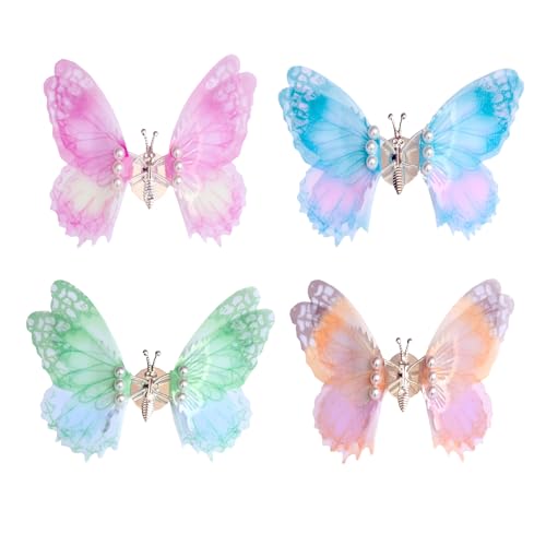 Image of 4Pcs Tulle Butterfly Car Vent Clips, Vibrant Dancing Wing Dashboard Ornaments, Moving Butterfly Car Decor, Universal Car Accessories Interior for Women (Lively Colors)
