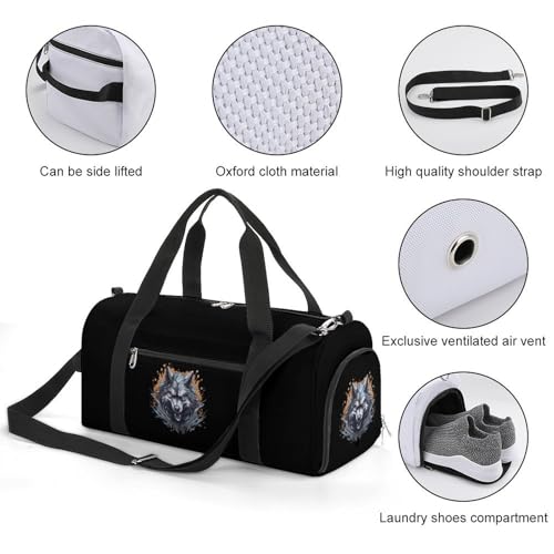 Wolf Gym Bag Travel Duffel Bag Sports Tote Bag Workout Bag Weekender Bag for Women Men3