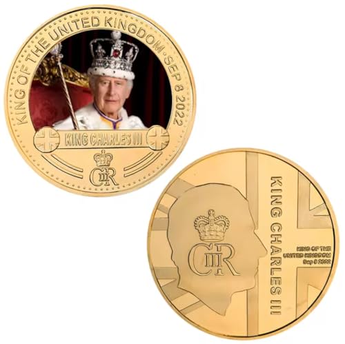 VJKFSWG Moneda Conmemorativa del Rey Carlos III del Reino Unido, chapada en Oro, Monedas de desafío, Regalos de Recuerdo