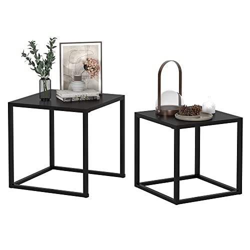 Jsb End Tables Living Room Set Of 2,Small Side Table Nightstand Storage Shelf, Nesting Table, Steel Frame, For Living Room, Bedroom (Black) #TOP5