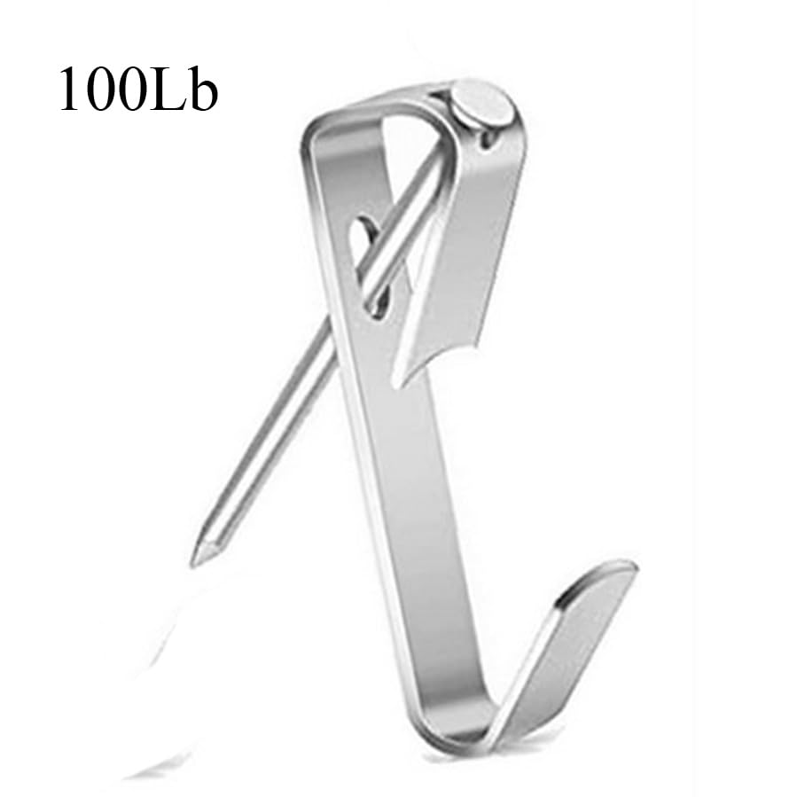 Image of 20pcs Picture Hanging Kit, 100Lb Professional Picture Frame Hangers, Metal Picture Hanging Hooks with Nails, on Drywall, Wooden Wall Photo, Mirror, Canvas, Wall Art (Silver)