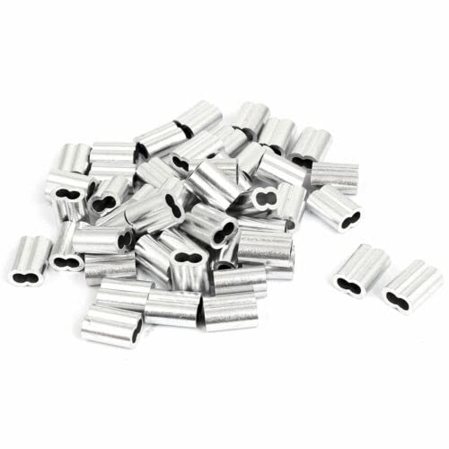 Tool parts 5mm Aluminum Double Hole Clamp Clip Sleeve 50 Pcs for Wire Rope